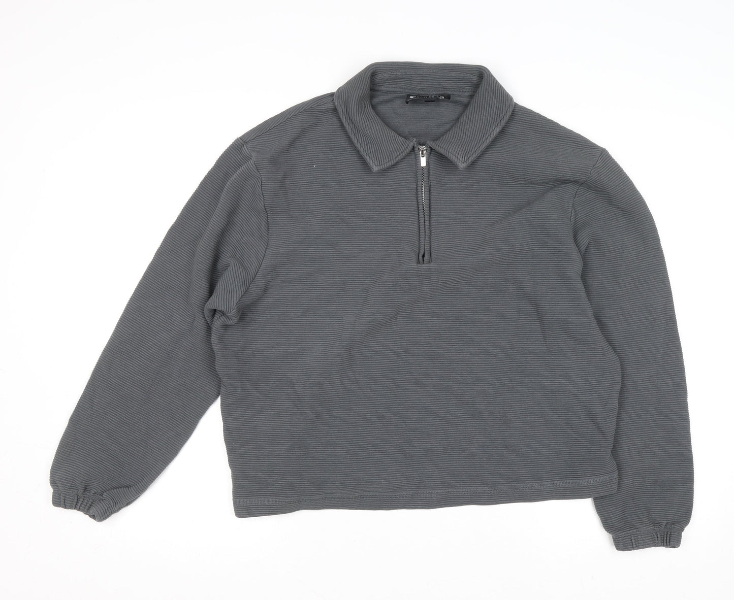 ASOS DESIGN Women’s Grey Collared 1/2 Zip Cotton Jumper Size M