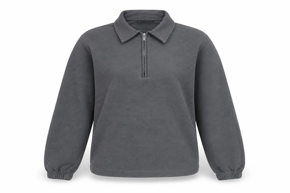 ASOS DESIGN Women’s Grey Collared 1/2 Zip Cotton Jumper Size M
