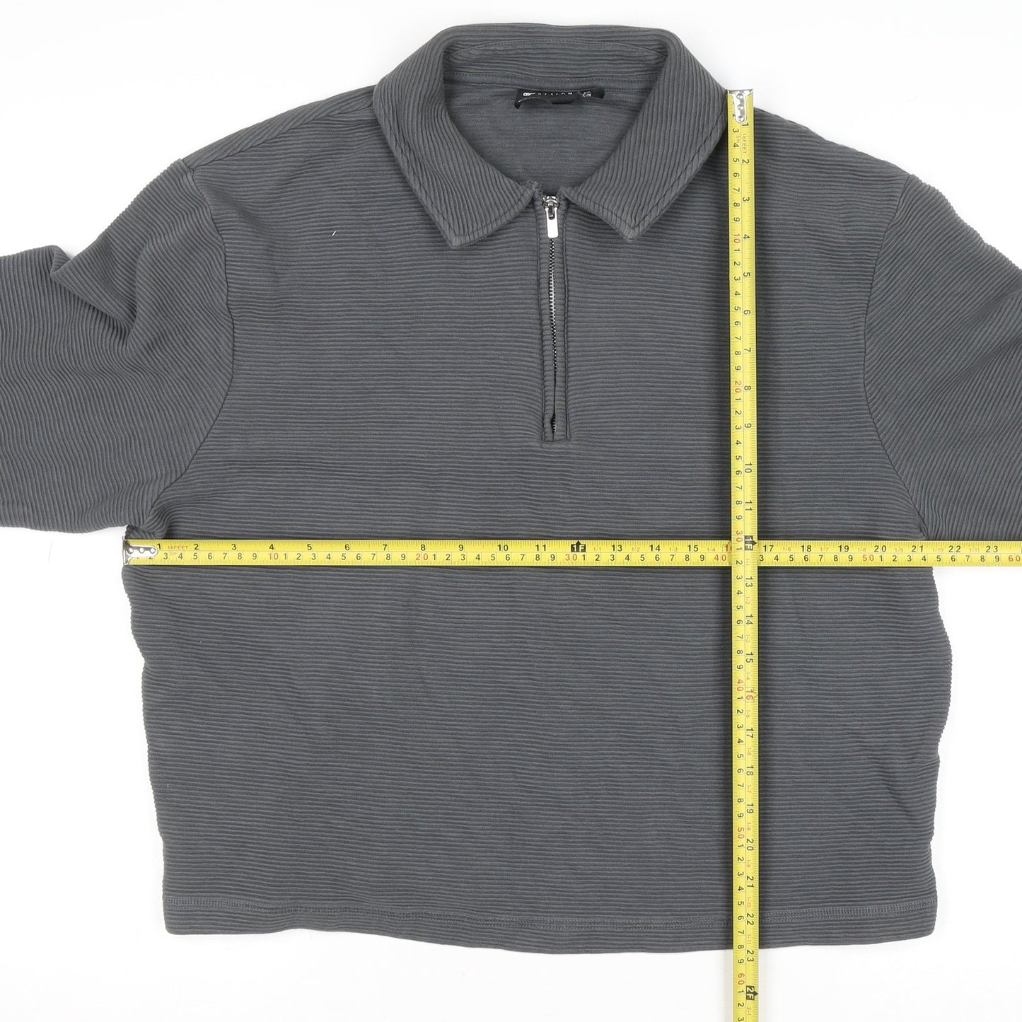 ASOS DESIGN Women’s Grey Collared 1/2 Zip Cotton Jumper Size M