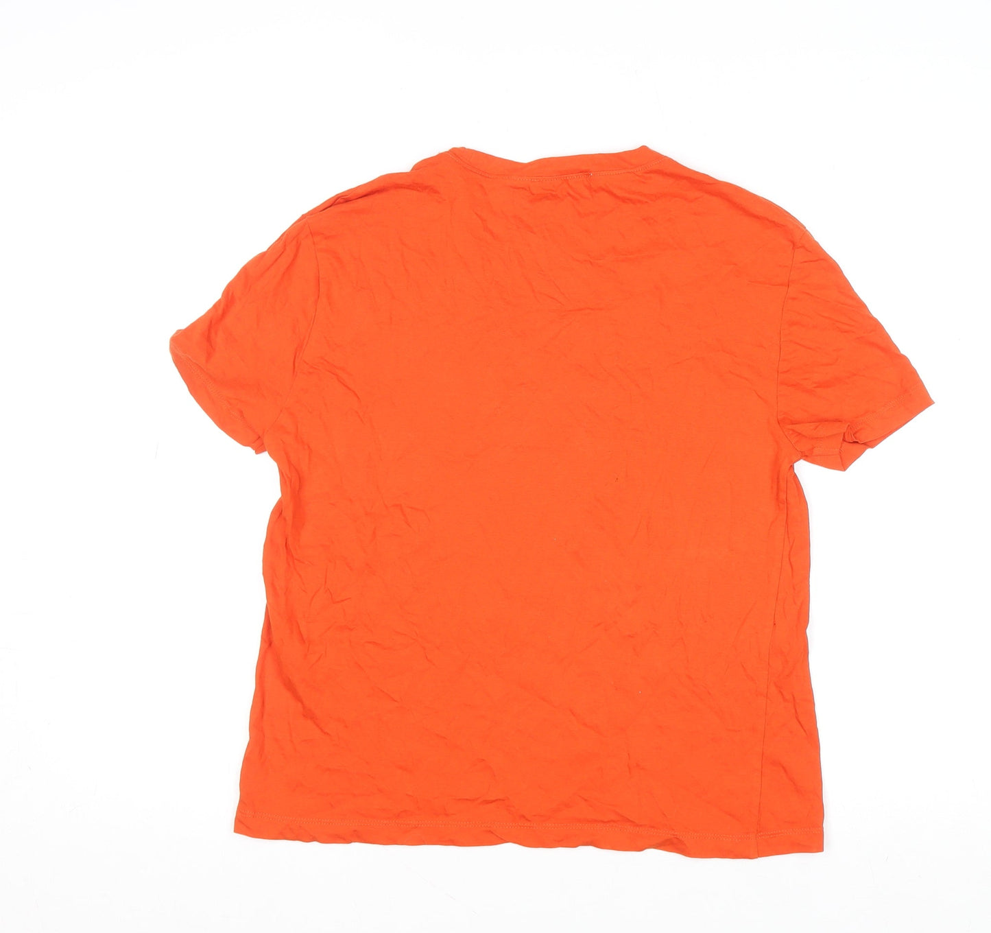 Zara Women Orange Basic Short Sleeve Cotton T-Shirt Medium