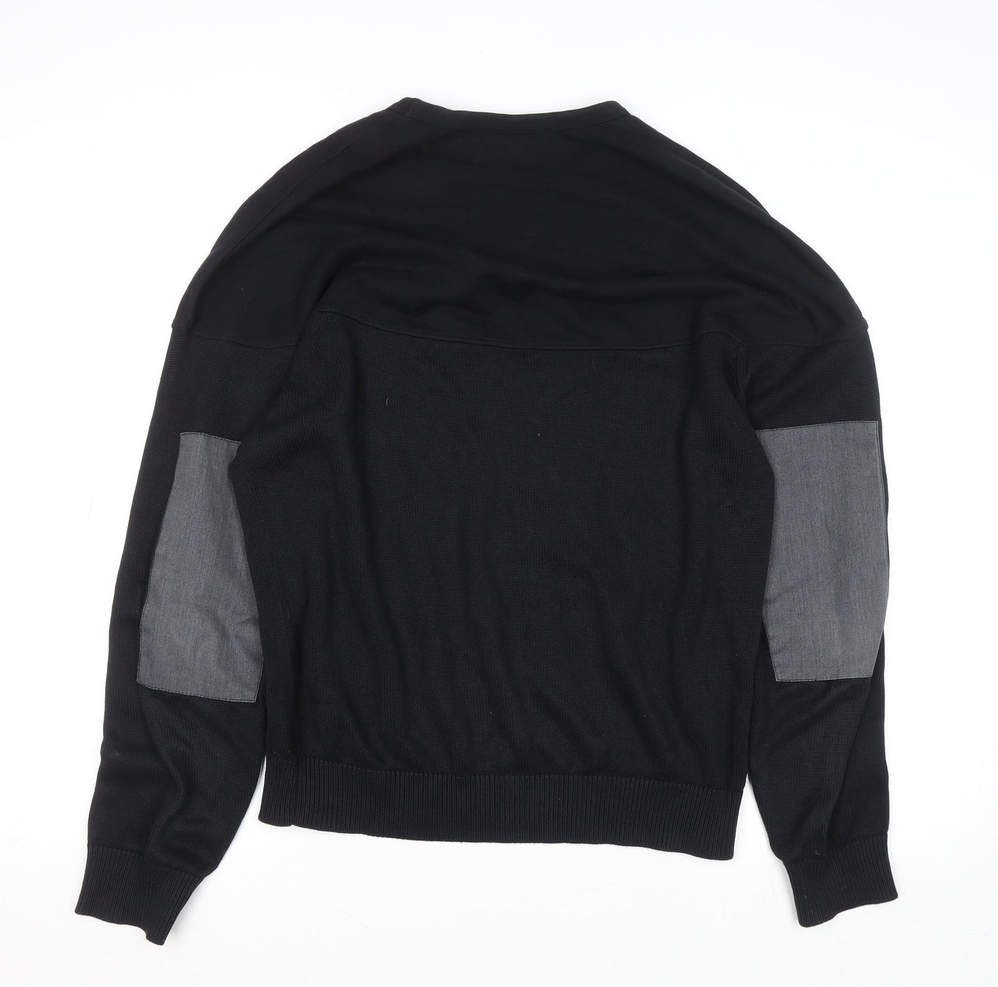 French Connection Men's Black Cotton Crew Neck Jumper Small