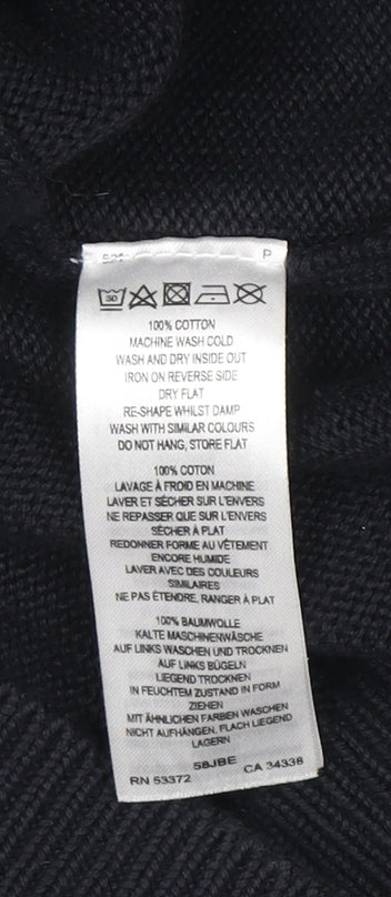 French Connection Men's Black Cotton Crew Neck Jumper Small