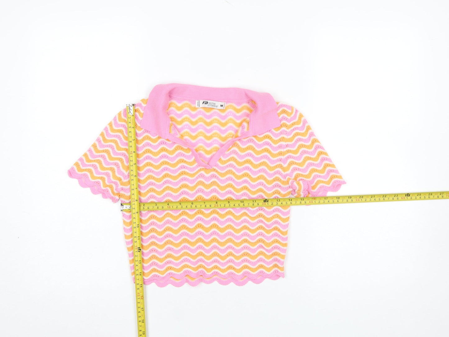 FB Sister Women’s Pink Collared Knit Pullover Jumper M Retro Style
