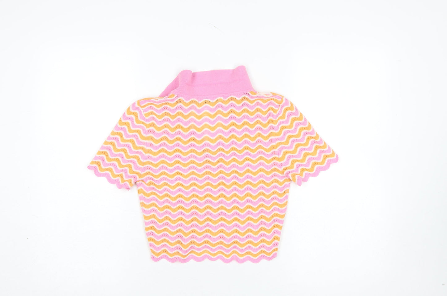 FB Sister Women’s Pink Collared Knit Pullover Jumper M Retro Style