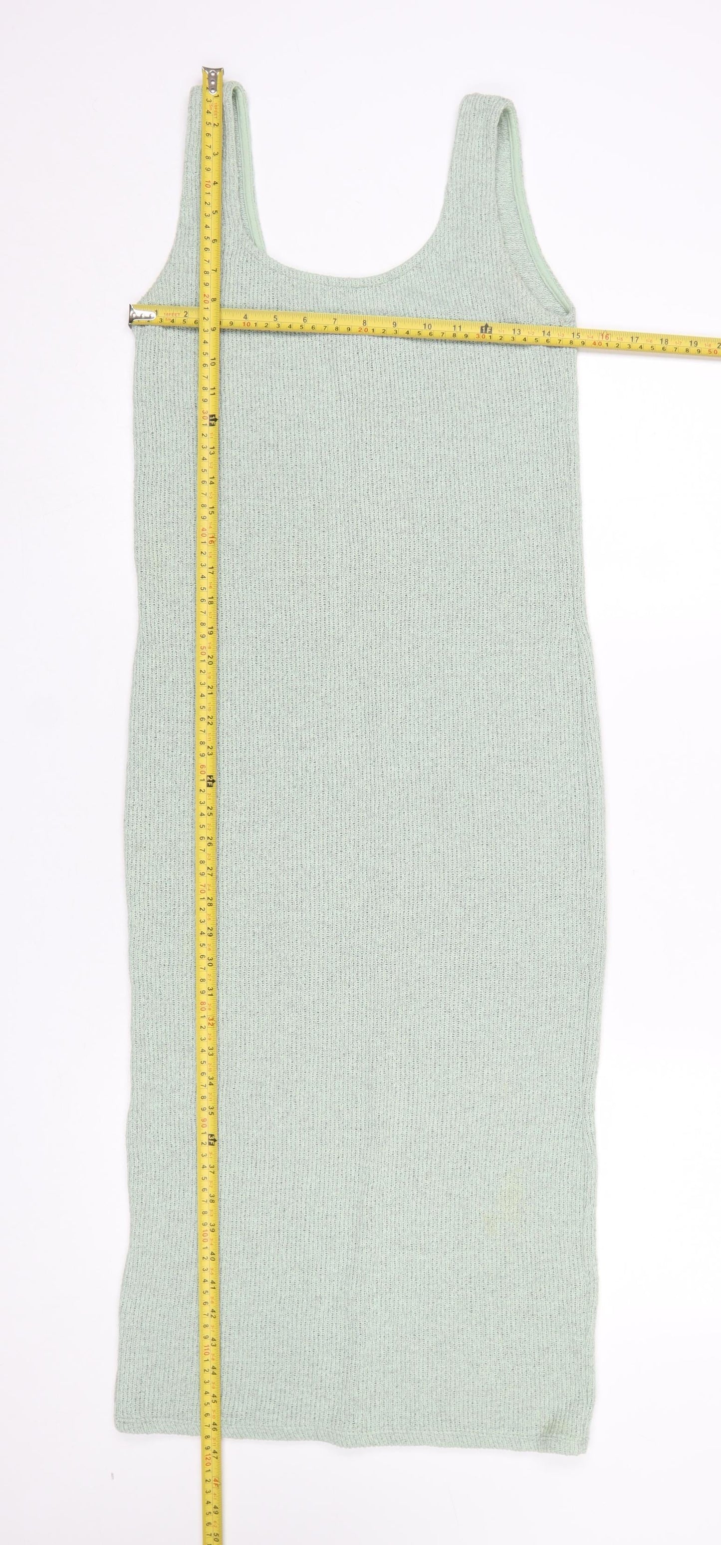 Zara Women Green Knit Tank Dress Size S Sleeveless Scoop Neck