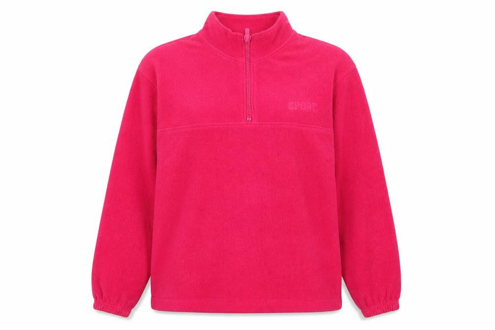 St Bernard Womens Pink Fleece 1/4 Zip Pullover Sweatshirt Size 14-16