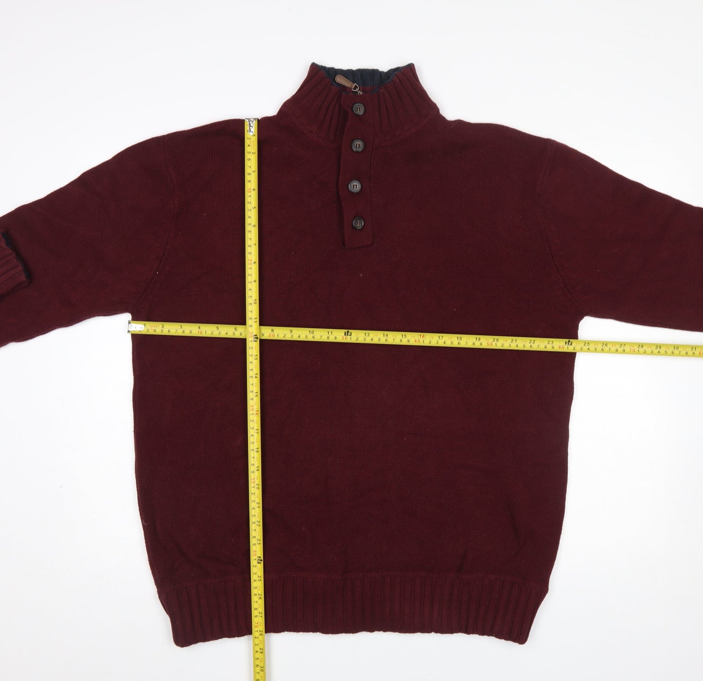 Austin Reed Men’s Red 2XL Cotton Button Henley Jumper