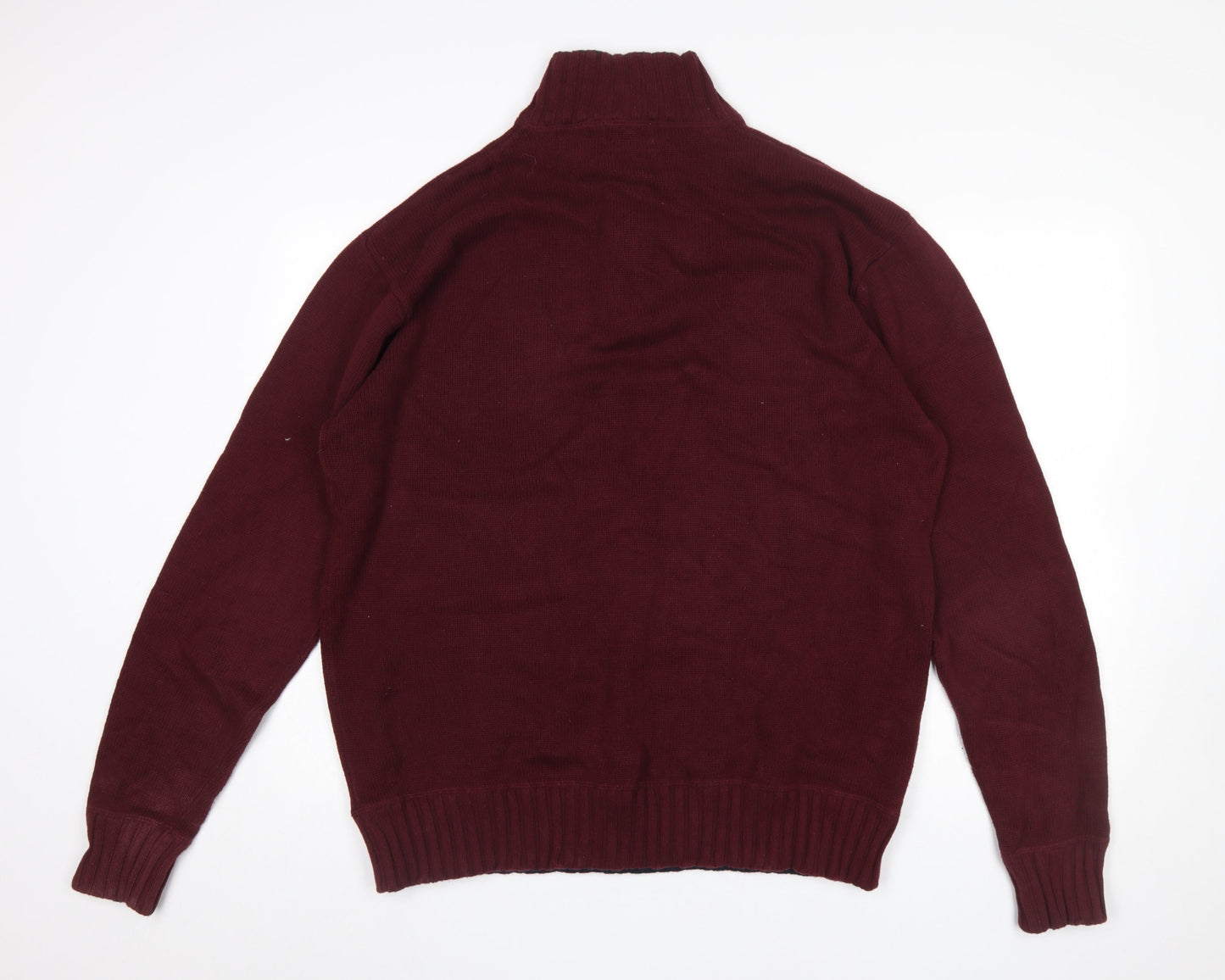Austin Reed Men’s Red 2XL Cotton Button Henley Jumper