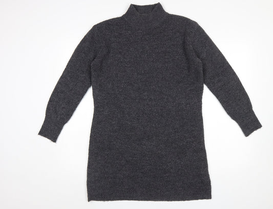 New Look Women's Grey Mock Neck Long Sleeve Tunic Jumper Size S