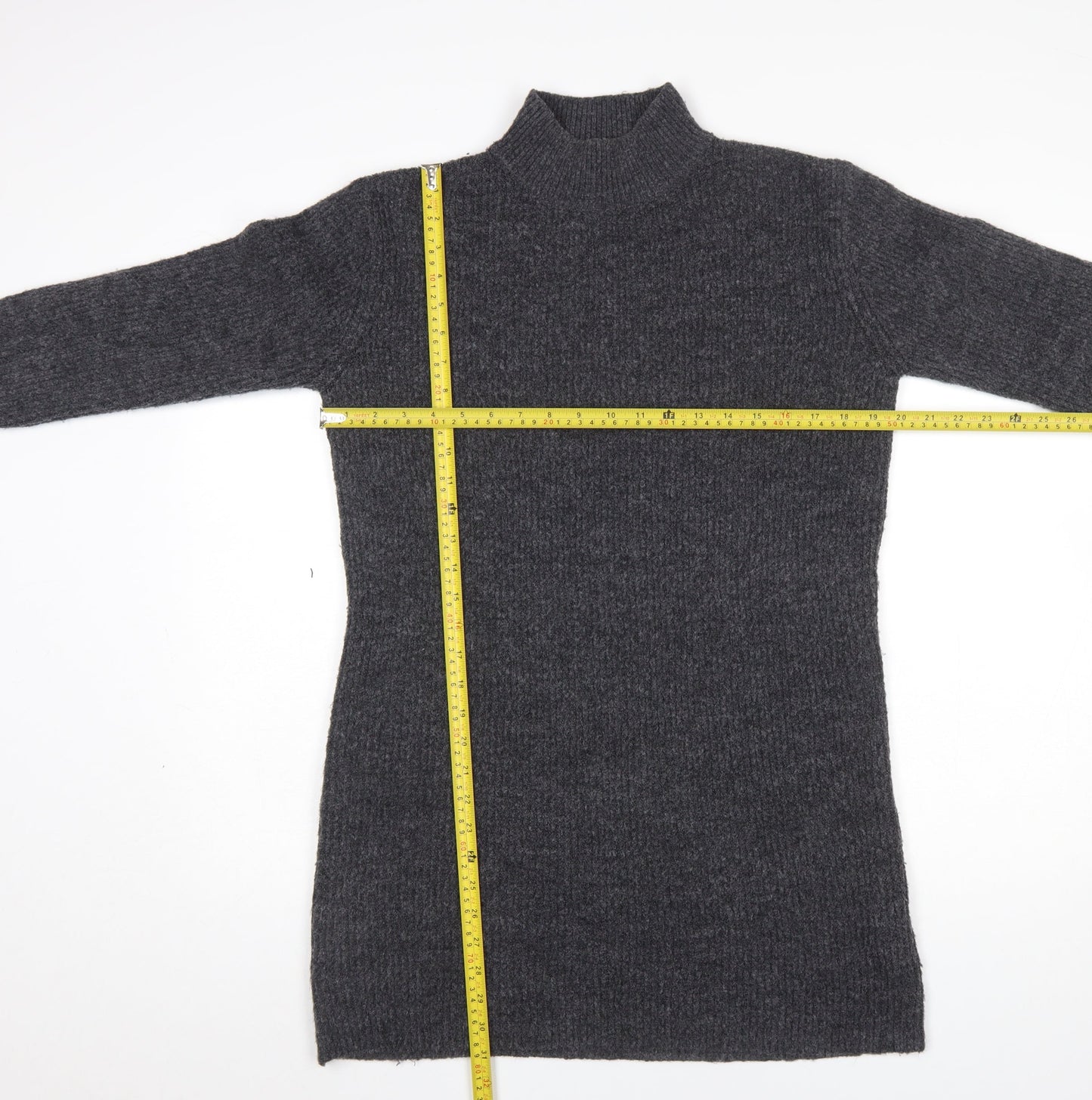 New Look Women's Grey Mock Neck Long Sleeve Tunic Jumper Size S
