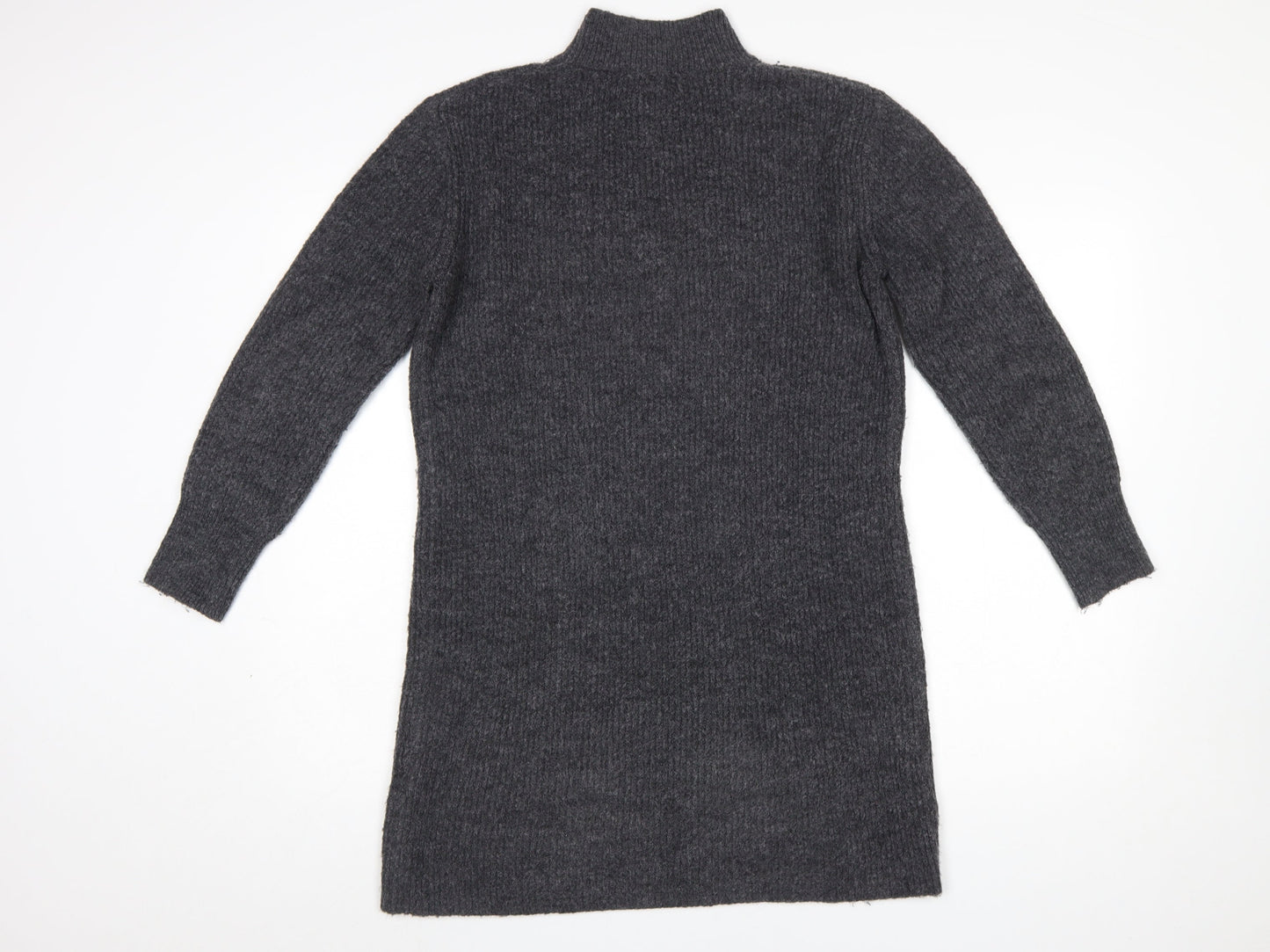 New Look Women's Grey Mock Neck Long Sleeve Tunic Jumper Size S