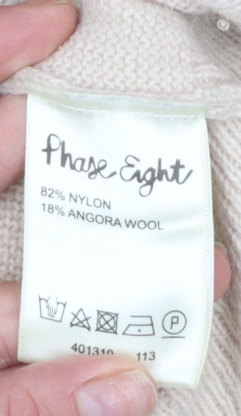 Phase Eight Women’s Beige Beaded Angora Blend 3/4 Sleeve Jumper Size 14