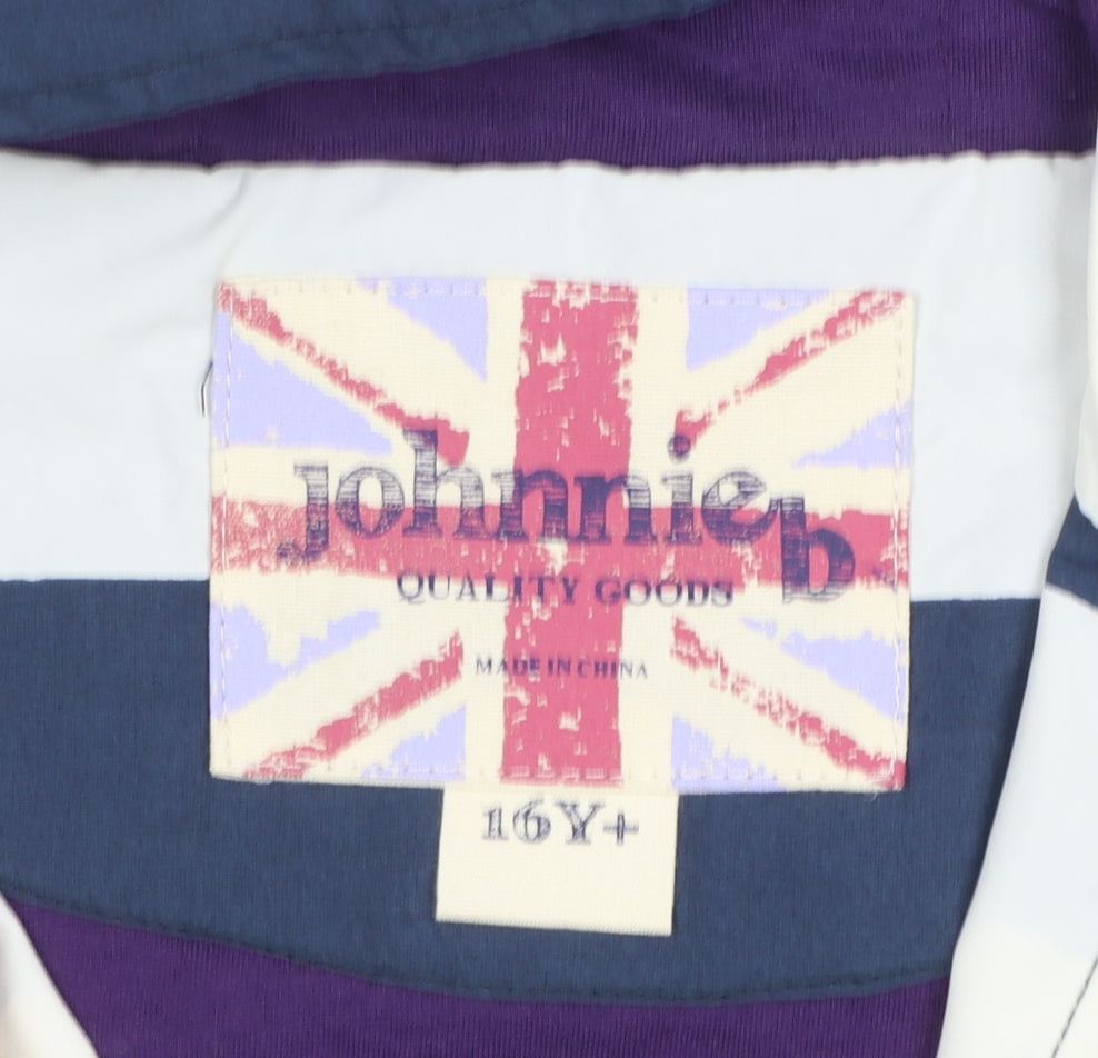 Johnnie b Boys Blue Striped Hooded Parka Jacket 16 Years