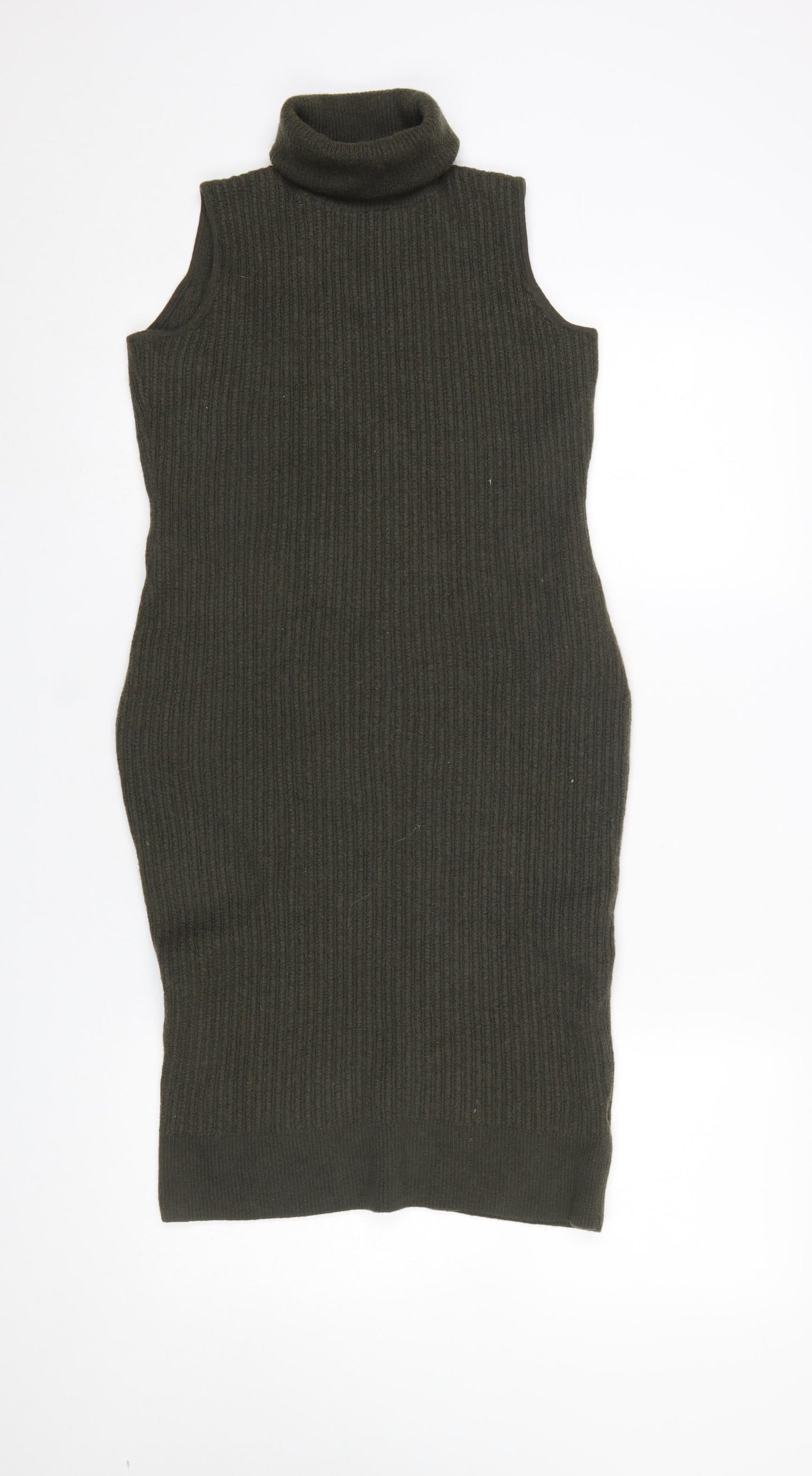 Paraphrase Women Green Wool Sleeveless Roll Neck Bodycon Dress Size 10