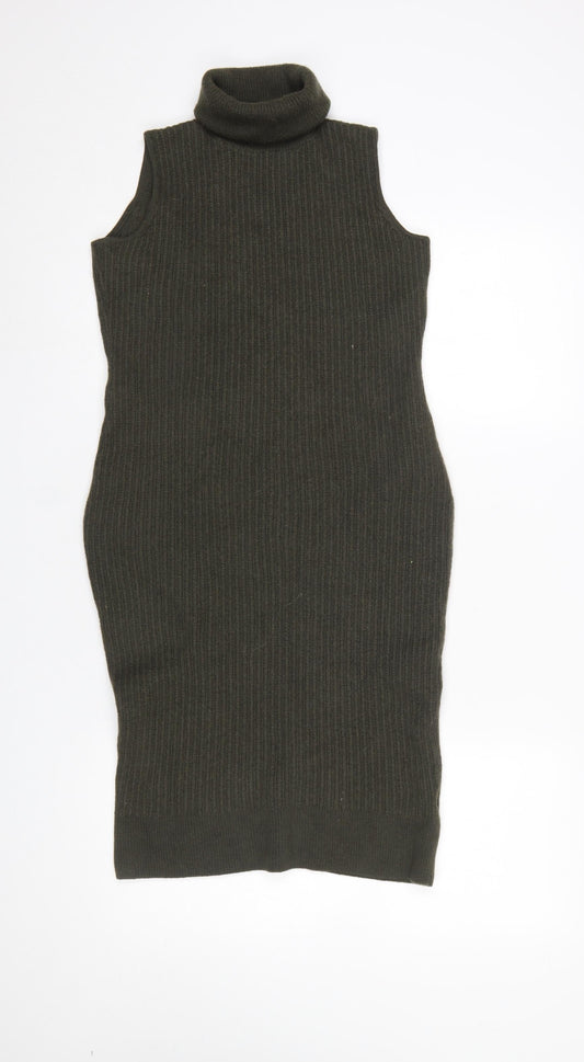 Paraphrase Women Green Wool Sleeveless Roll Neck Bodycon Dress Size 10