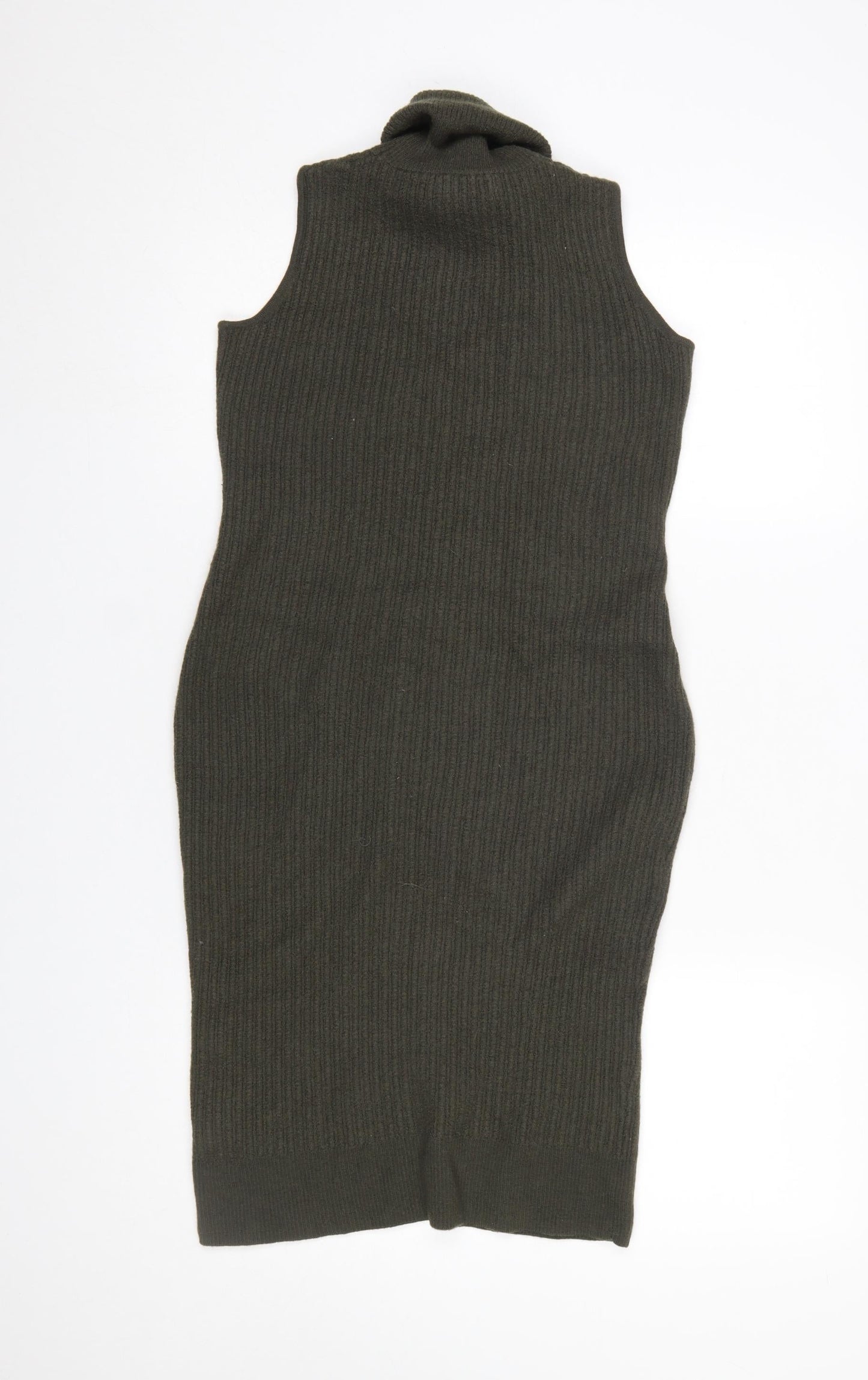 Paraphrase Women Green Wool Sleeveless Roll Neck Bodycon Dress Size 10