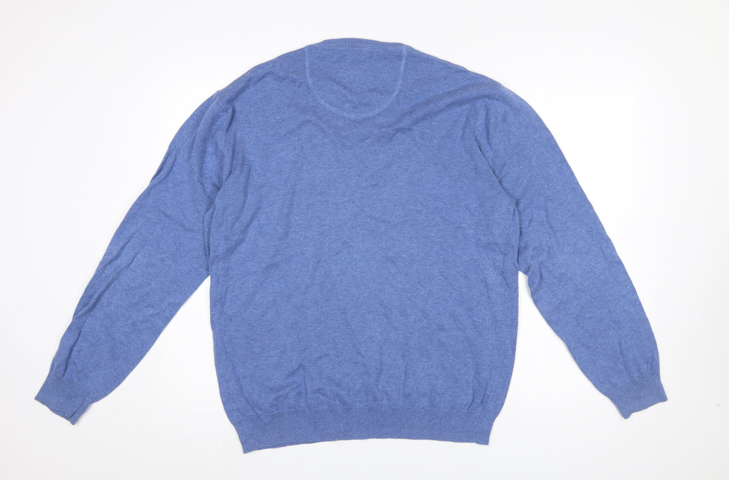 Aspen & Court Men's Blue Cotton V-Neck Jumper Size L