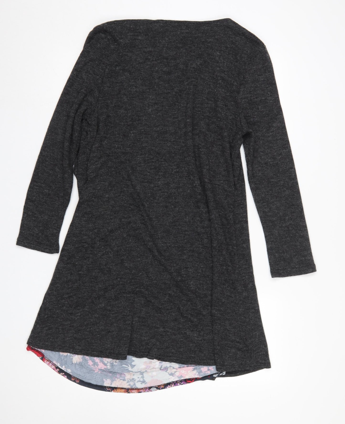 Lakeland Women Dark Grey Longline Open Cardigan L Soft Knit