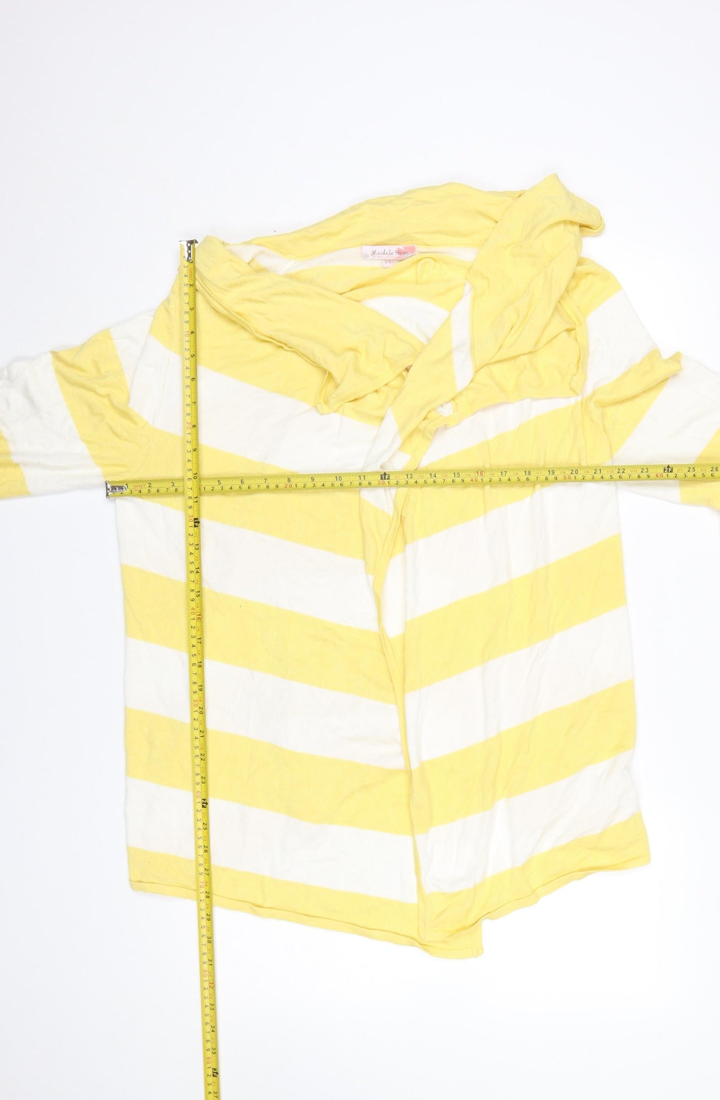 Michele Hope Women’s Yellow White Striped Cardigan Size 14