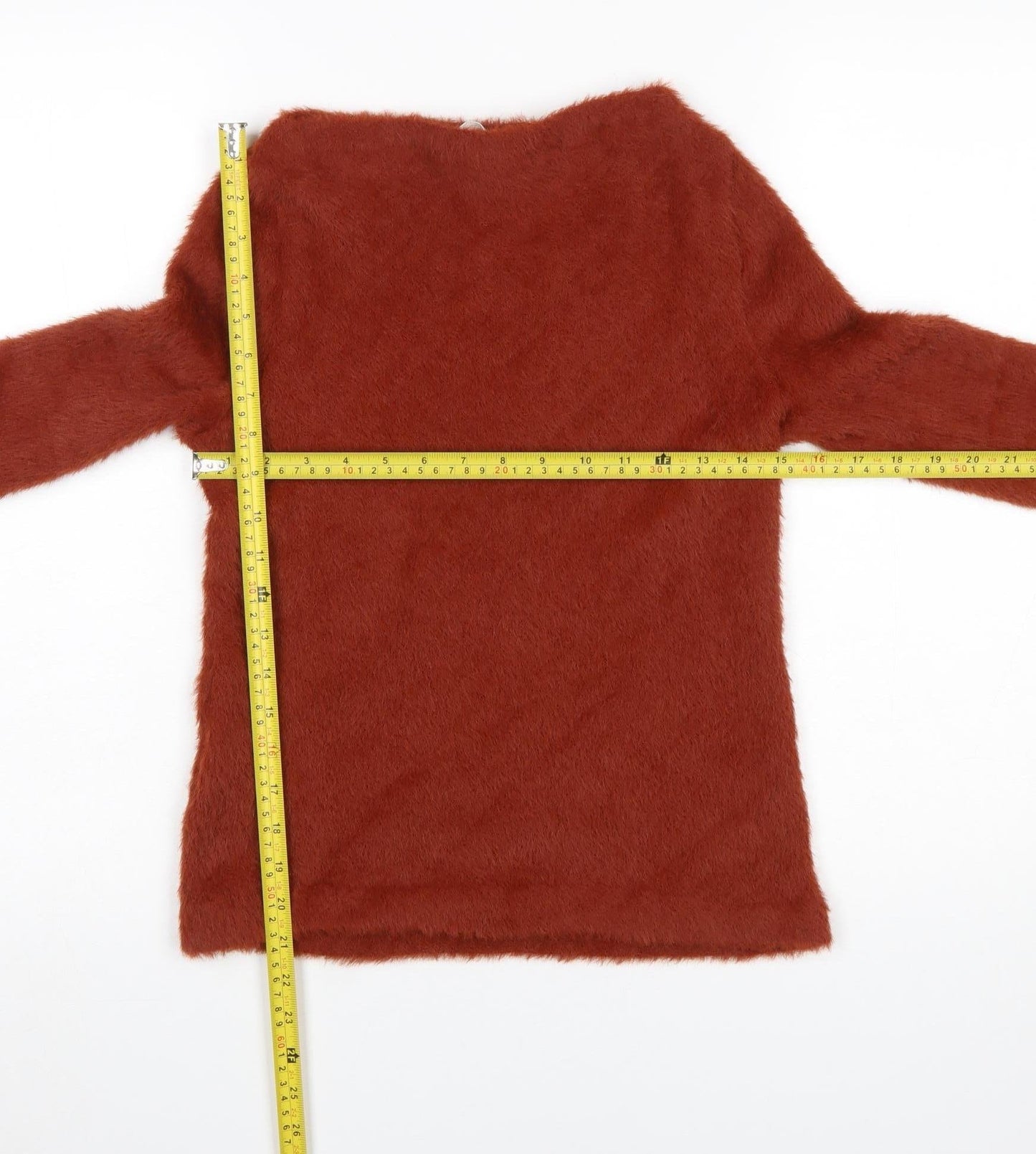 MNG Women Brown Fluffy Knit Pullover Jumper Size 12