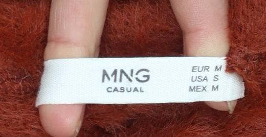 MNG Women Brown Fluffy Knit Pullover Jumper Size 12
