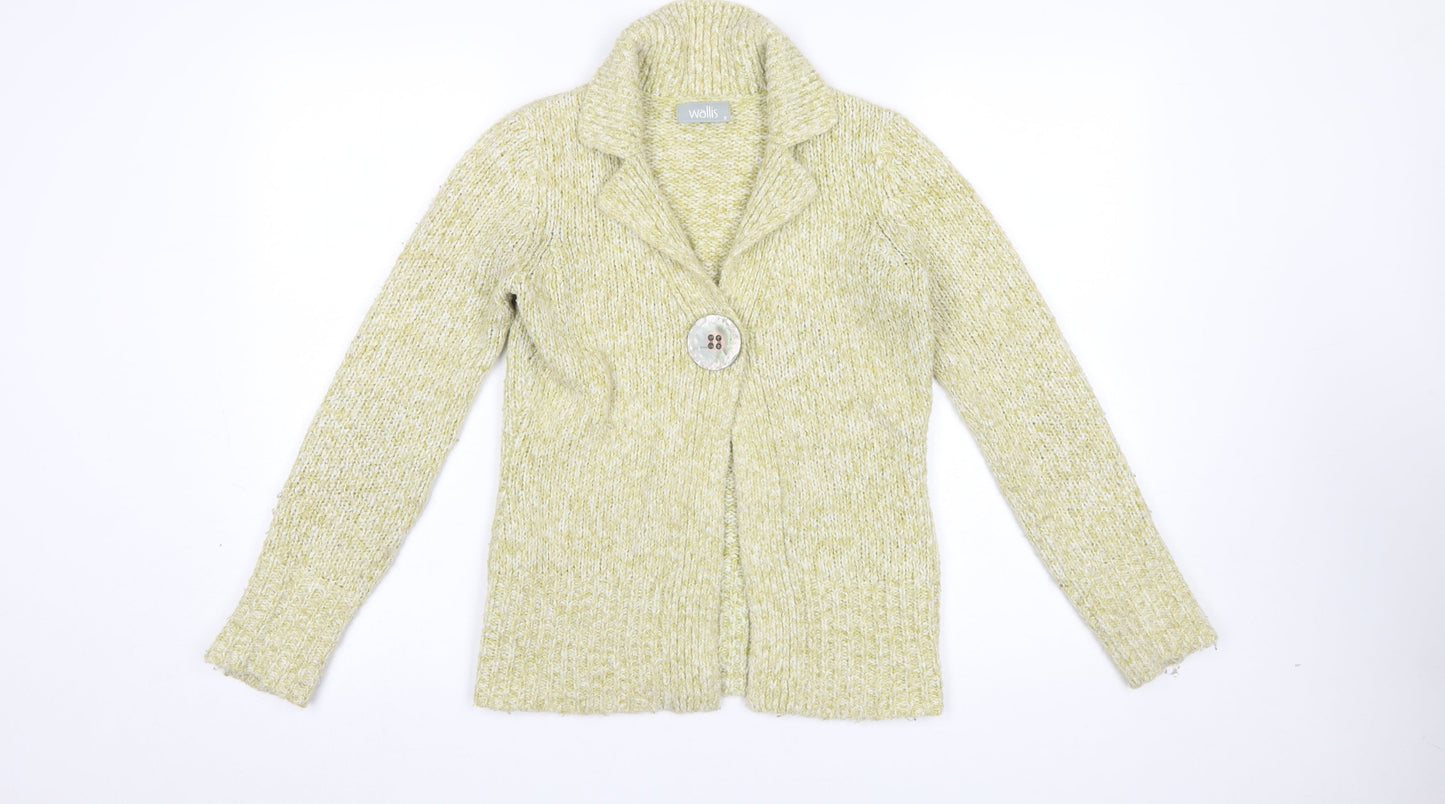 Wallis Women Beige Chunky-Knit Collared Cardigan Size 8