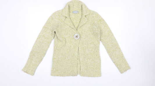 Wallis Women Beige Chunky-Knit Collared Cardigan Size 8
