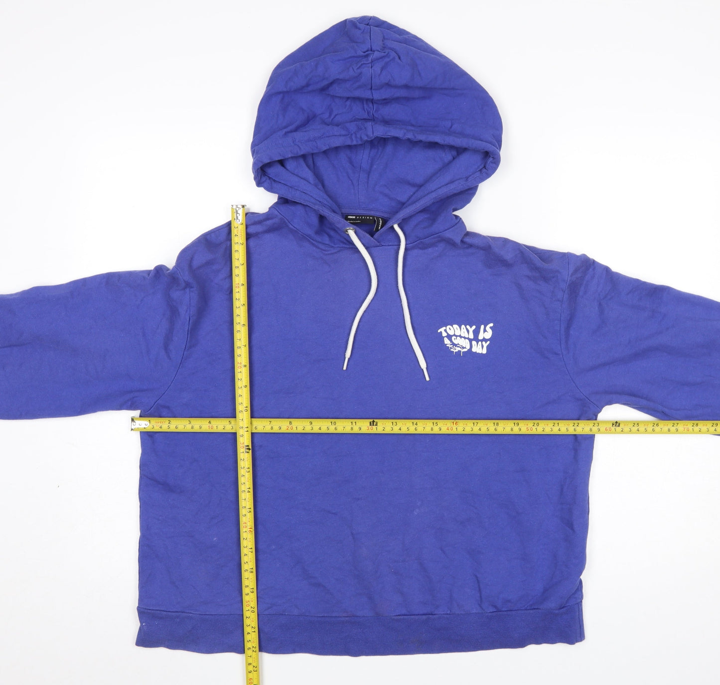 ASOS Women’s Blue Hoodie Size 8 Cotton Pullover with Graphic Print