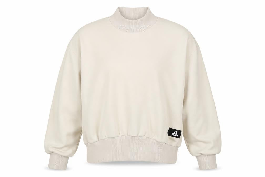 Adidas Women Beige Velour Mock Neck Pullover Sweatshirt Size 8-10