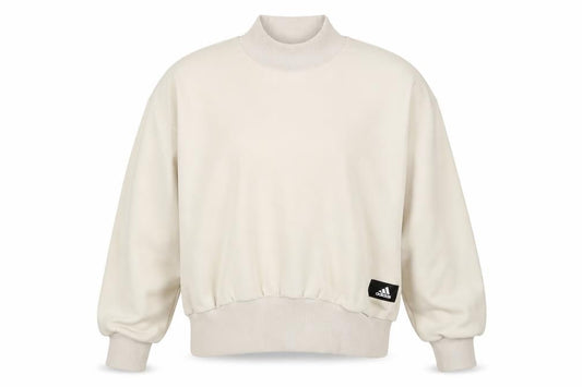 Adidas Women Beige Velour Mock Neck Pullover Sweatshirt Size 8-10