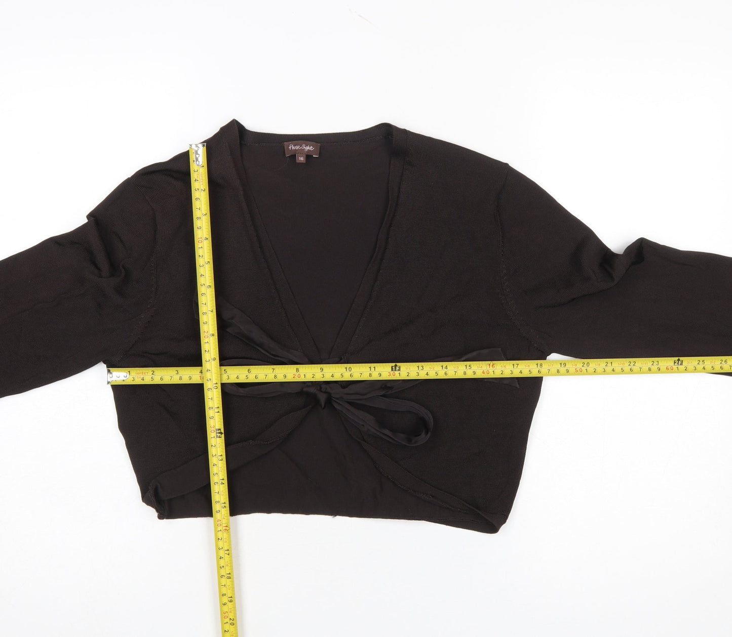 Phase Eight Women's Black V-Neck Tie Front Cardigan Size 16
