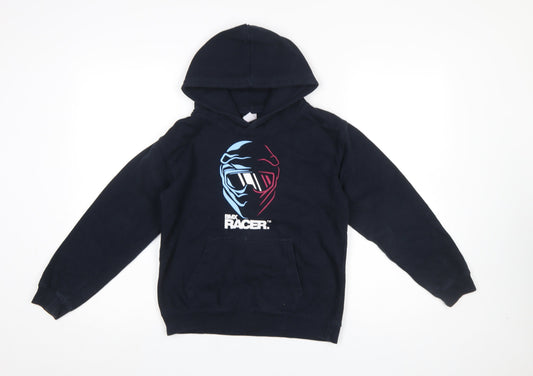 Just Hoods Boys Navy BMX Racer Pullover Hoodie Size L (9-11 Years)