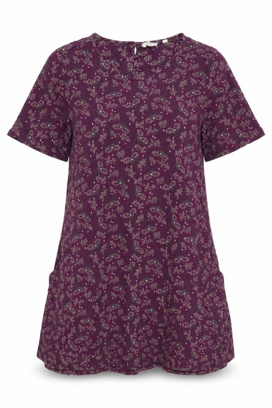 FatFace Women's Purple Paisley Cotton Modal Shift Dress Size 12