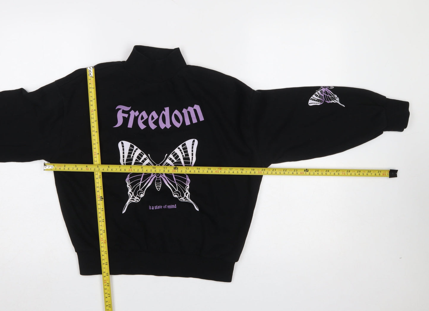 Destination Girls Black Freedom Butterfly Graphic Long Sleeve Pullover 9-10 Years