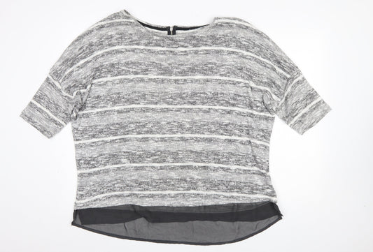 M&Co Women’s Grey Striped Knit Pullover Jumper Size 24