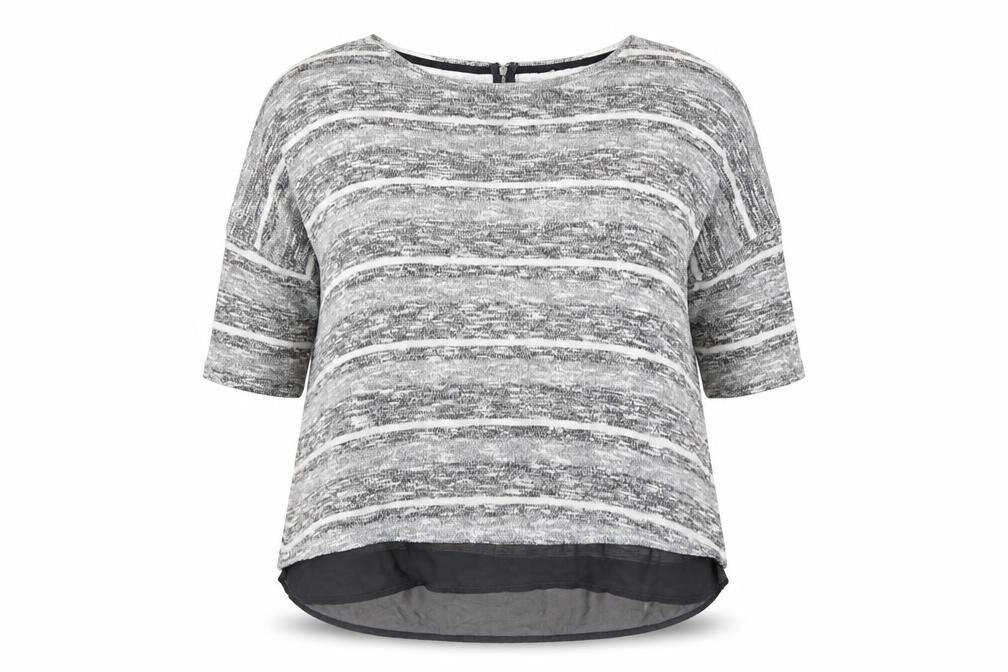M&Co Women’s Grey Striped Knit Pullover Jumper Size 24