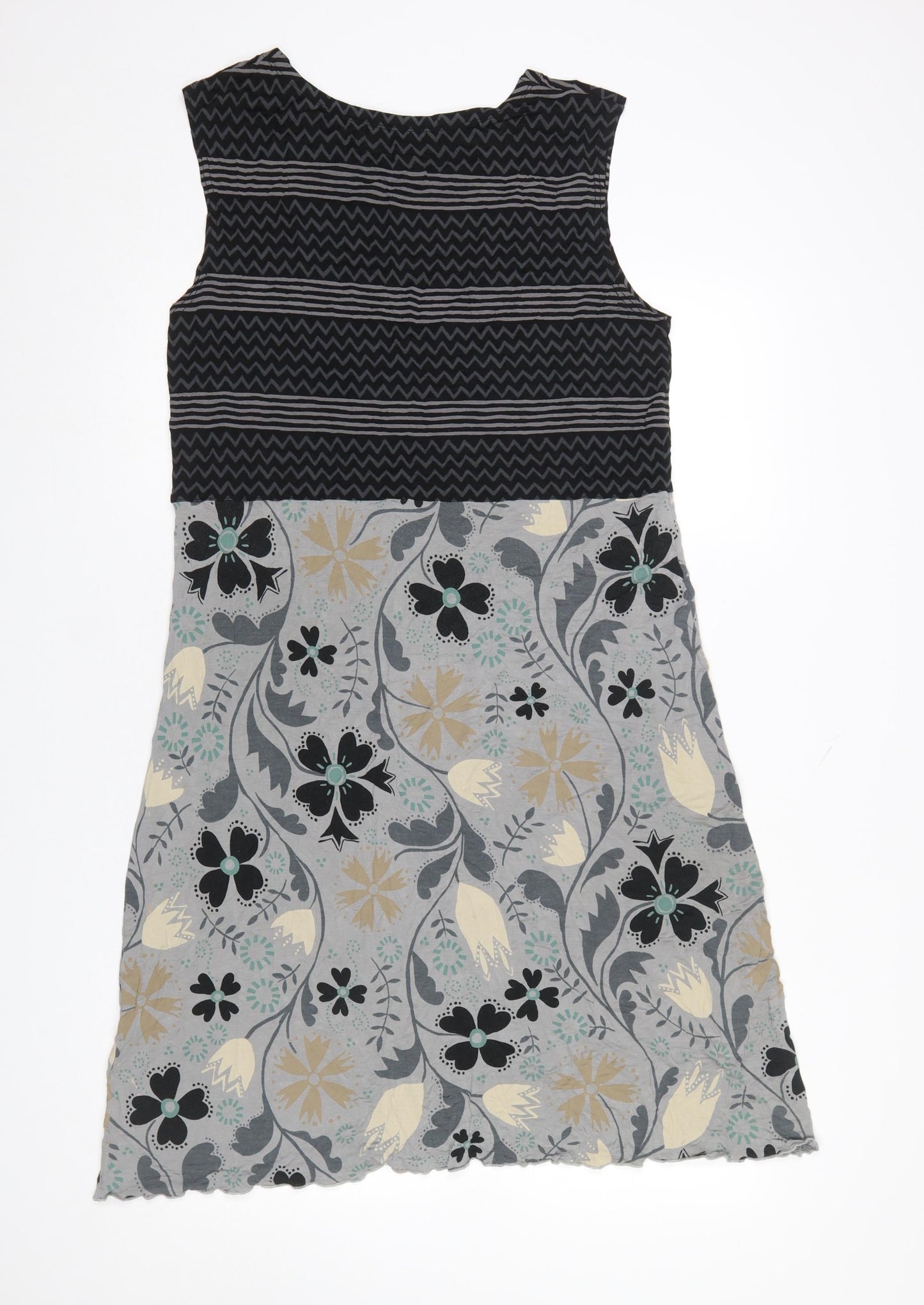 Gudrun Sjödén Women Grey Floral Knee Length Shift Dress L