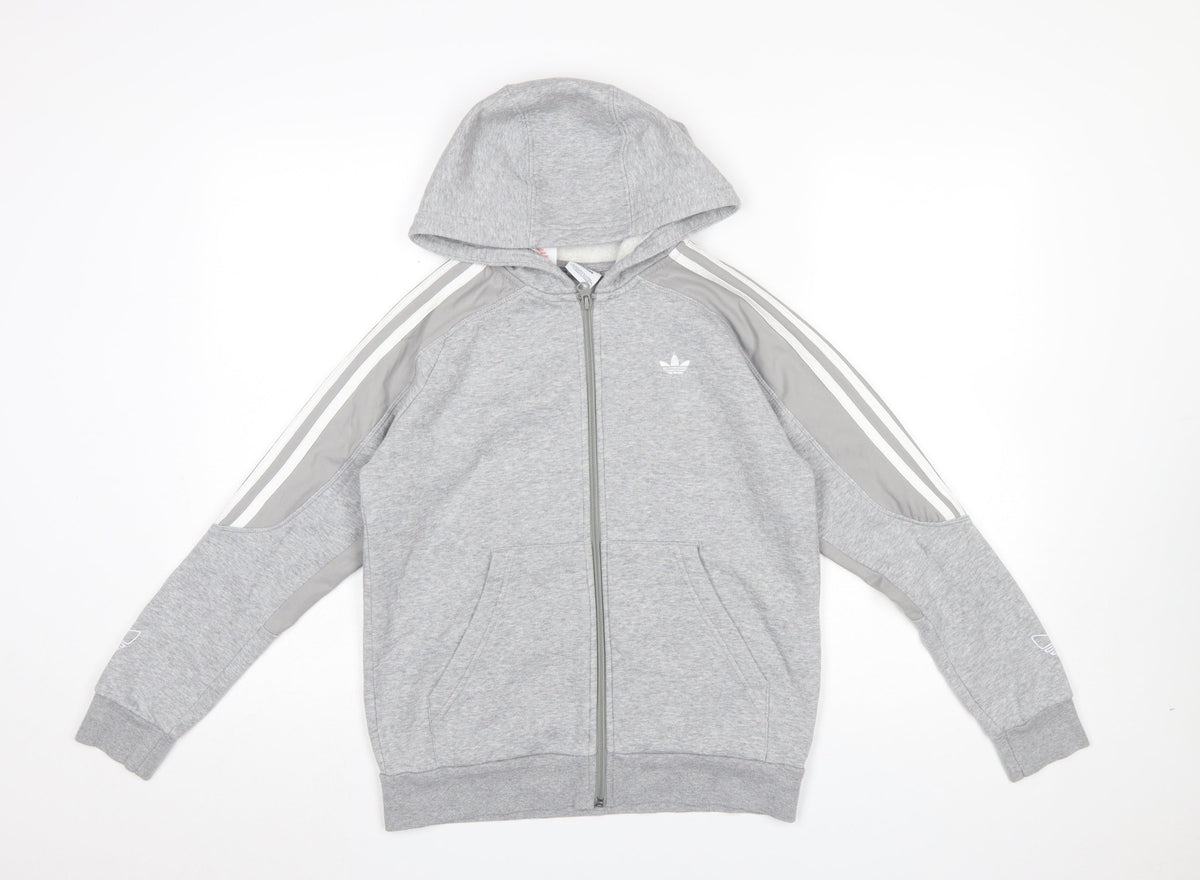 Adidas Girls Grey Full Zip Hoodie 12-13 Years Sports Fleece Jacket
