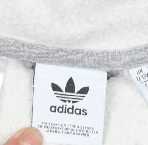 Adidas Girls Grey Full Zip Hoodie 12-13 Years Sports Fleece Jacket