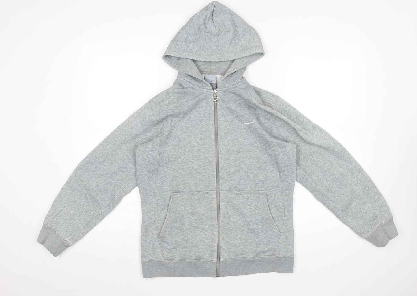 Nike Boys Grey Full Zip Hoodie L 12-13 Years Cotton Blend Sportswear