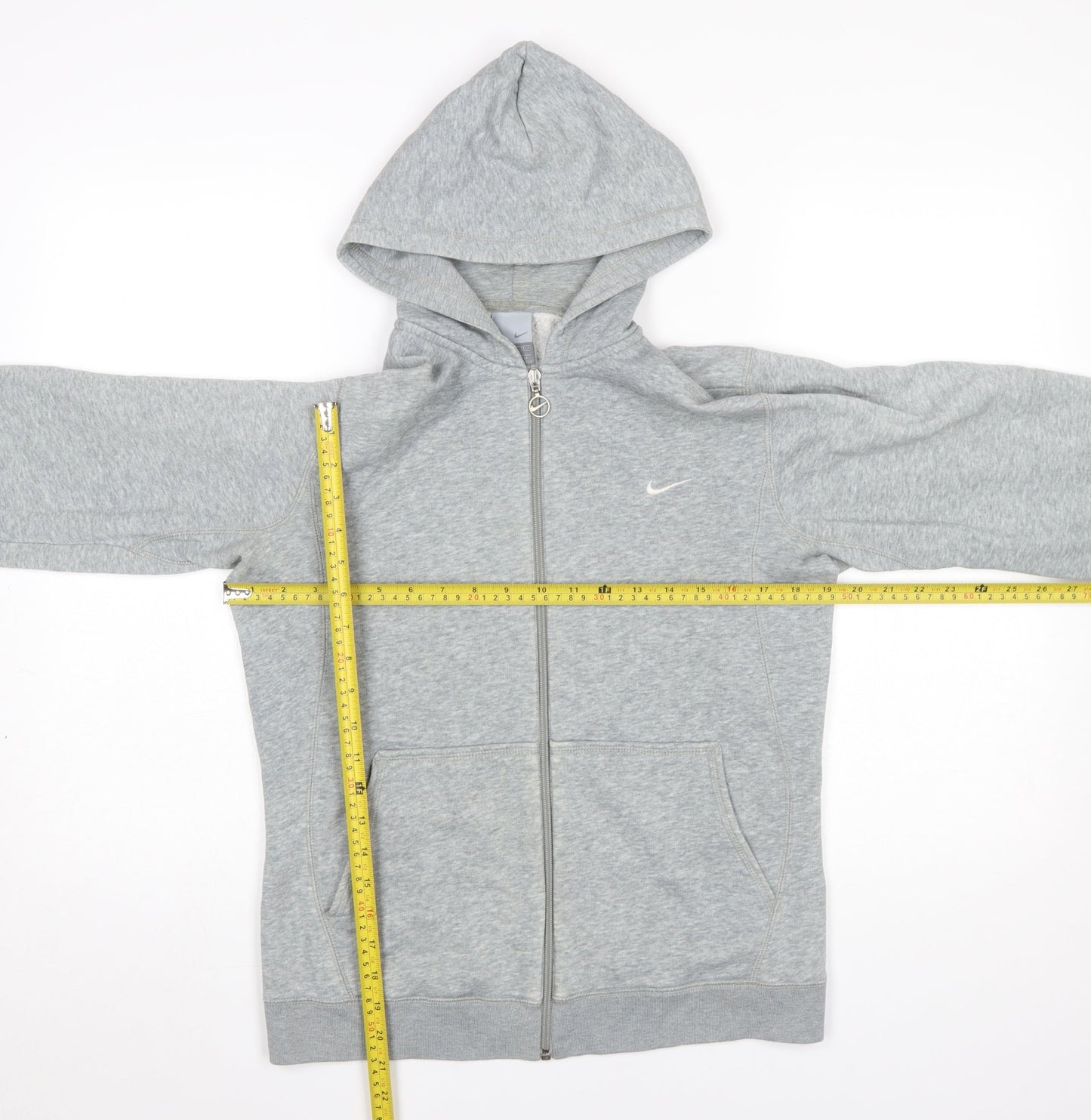 Nike Boys Grey Full Zip Hoodie L 12-13 Years Cotton Blend Sportswear