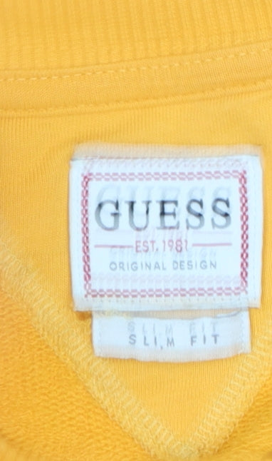 Guess Men's Yellow Slim Fit Logo Sweatshirt L