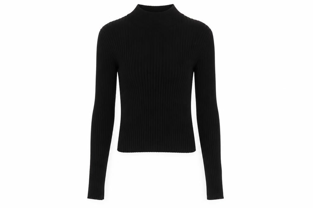 Threadbare Women Black Size 12 Tall Ribbed Roll Neck Jumper