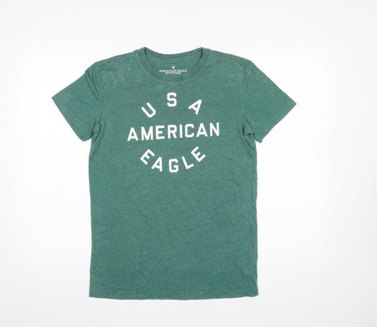 American Eagle Outfitters Men's Green USA Graphic T-Shirt XS