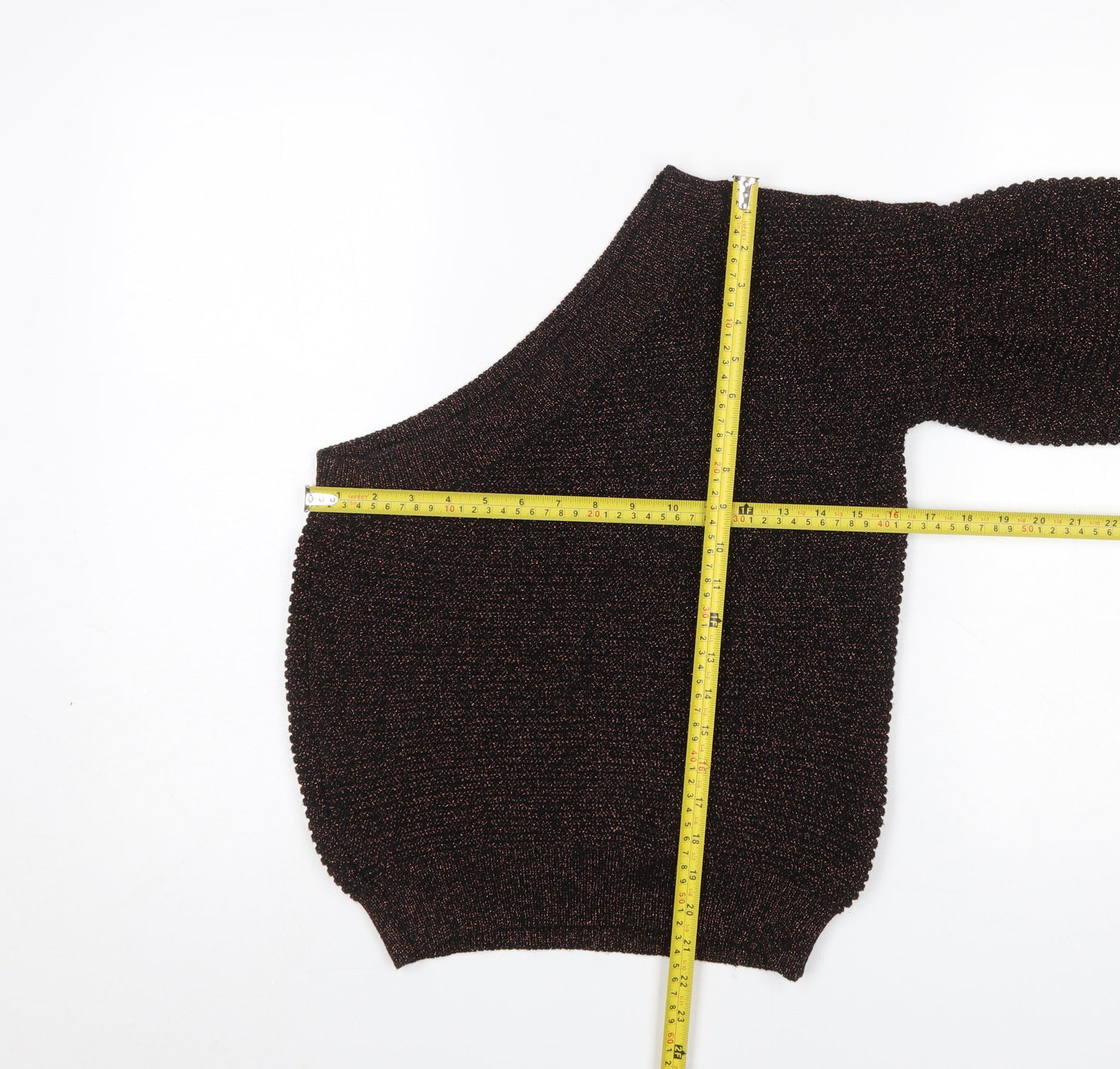 Mango Women’s Brown Asymmetrical One Sleeve Knit Pullover Jumper Size S