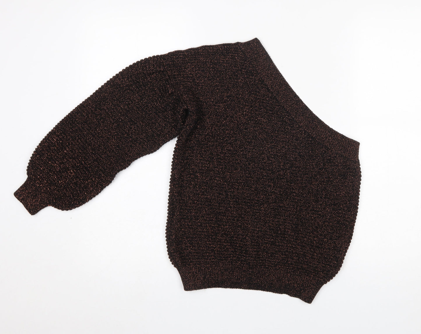 Mango Women’s Brown Asymmetrical One Sleeve Knit Pullover Jumper Size S