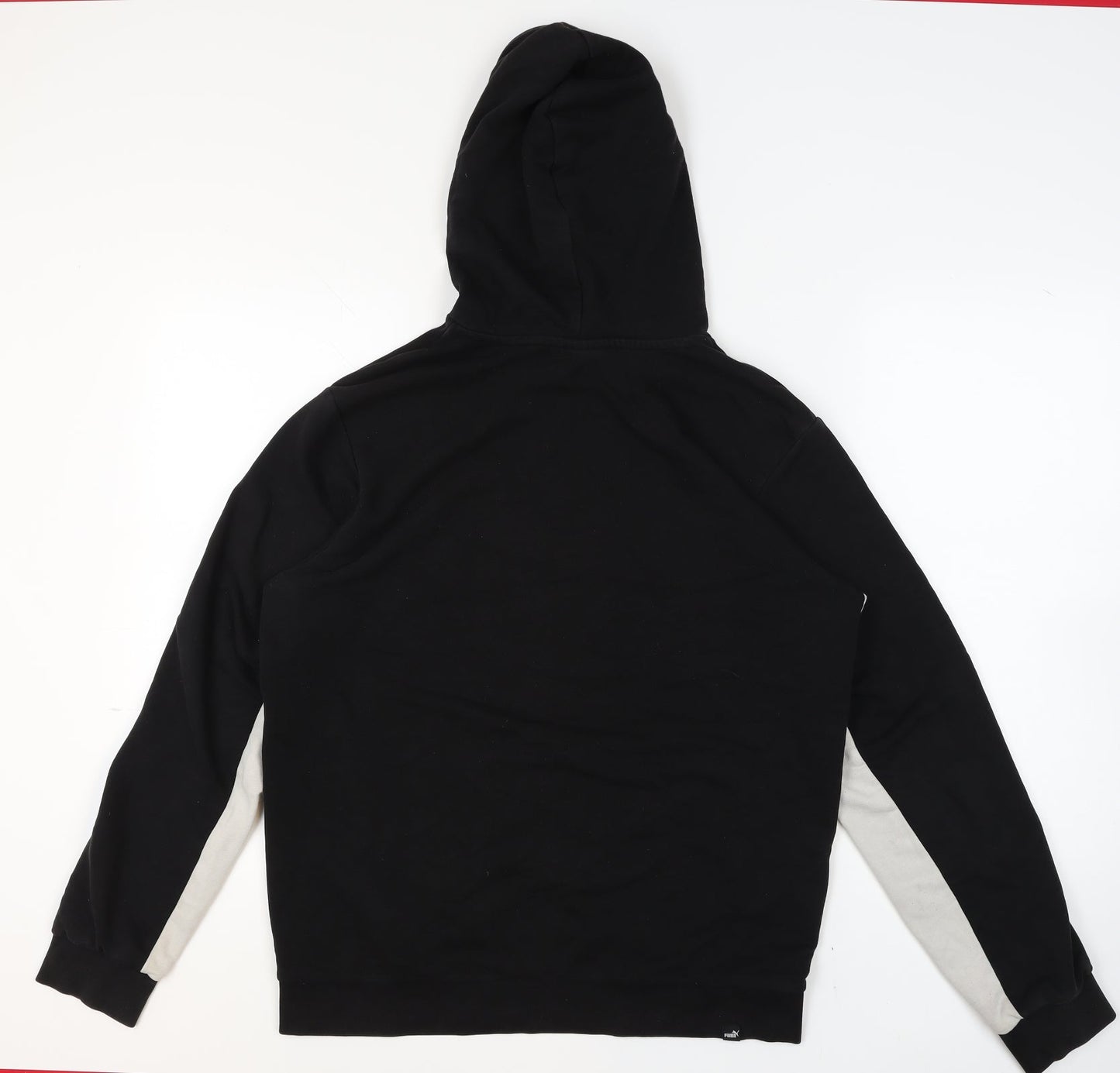 Puma Mens Black Medium Pullover Hoodie with Logo and Drawstring