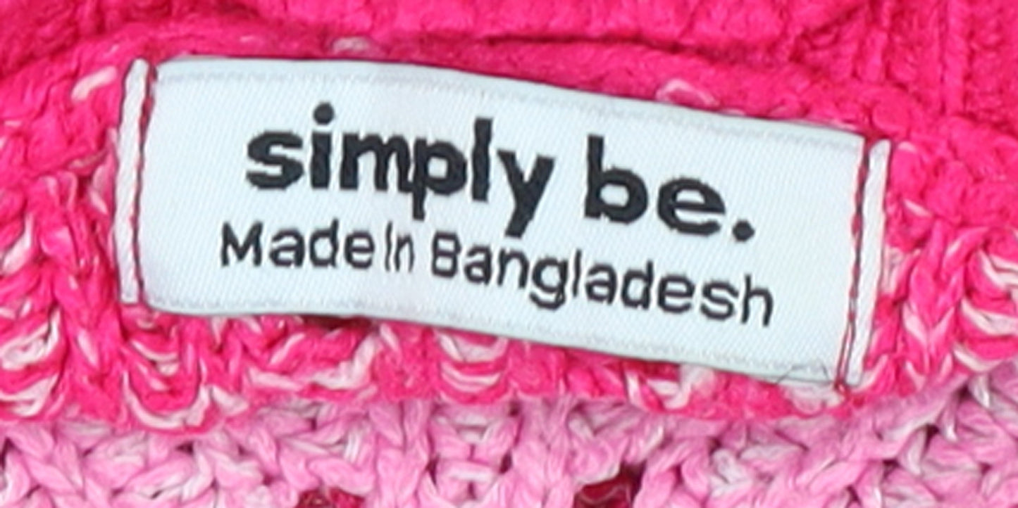 Simply Be Women’s Pink Striped Knit V-Neck Tunic Jumper Size 12/14
