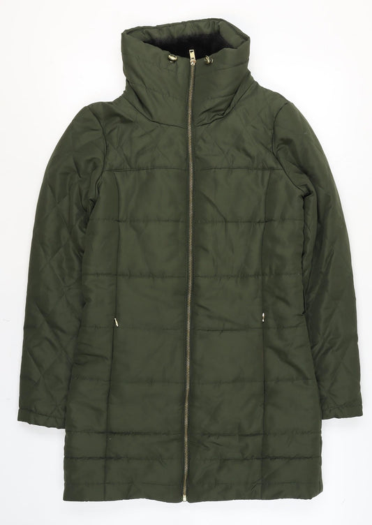 Vero Moda Women’s Green Puffer Jacket Size S Mid-Length Quilted Coat