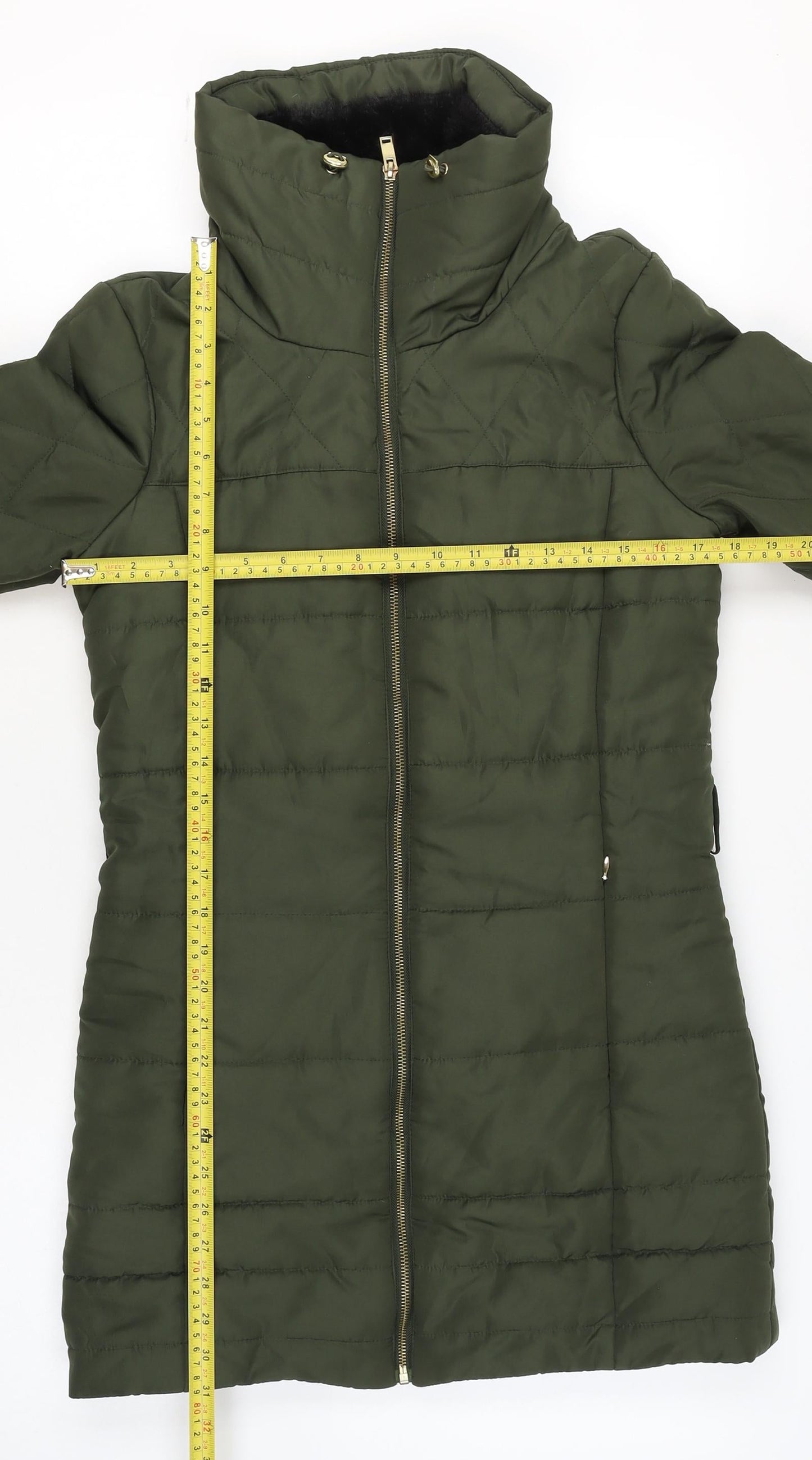 Vero Moda Women’s Green Puffer Jacket Size S Mid-Length Quilted Coat